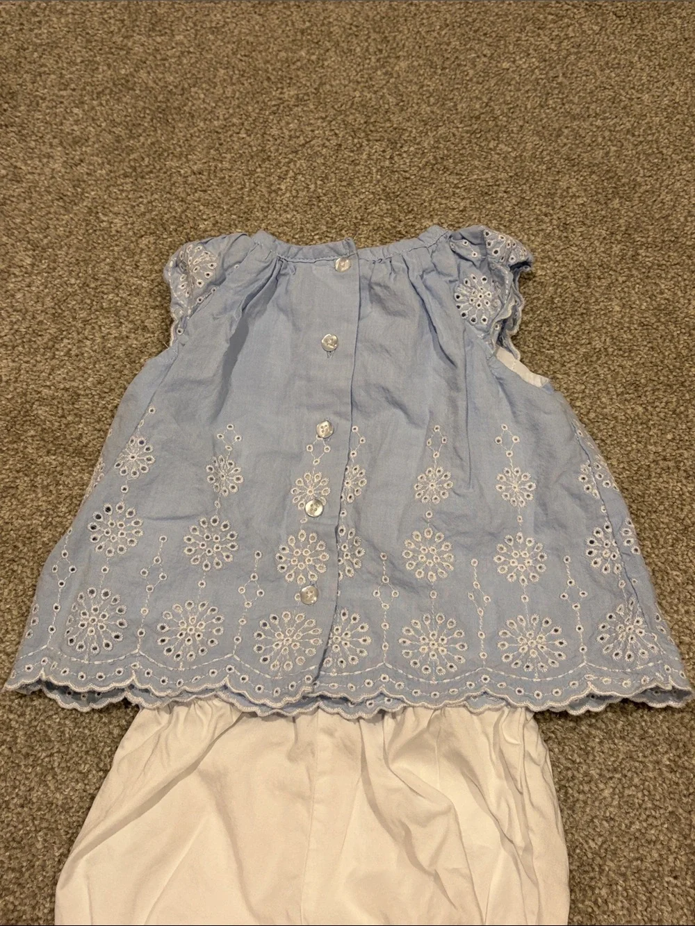 Little Me Light Blue Eyelet Top with White Bloomers